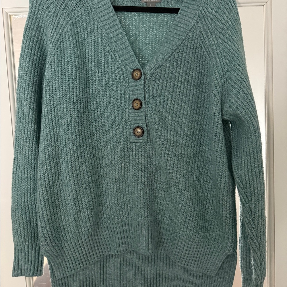 Teal Button-Up Women's Sweater